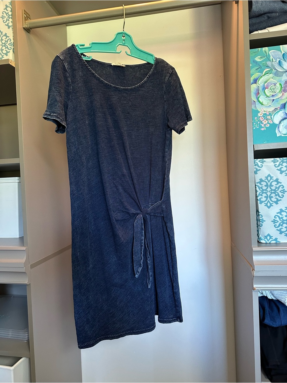 Jane and Delancey Dark Navy denim look Short Sleeve cotton Dress
